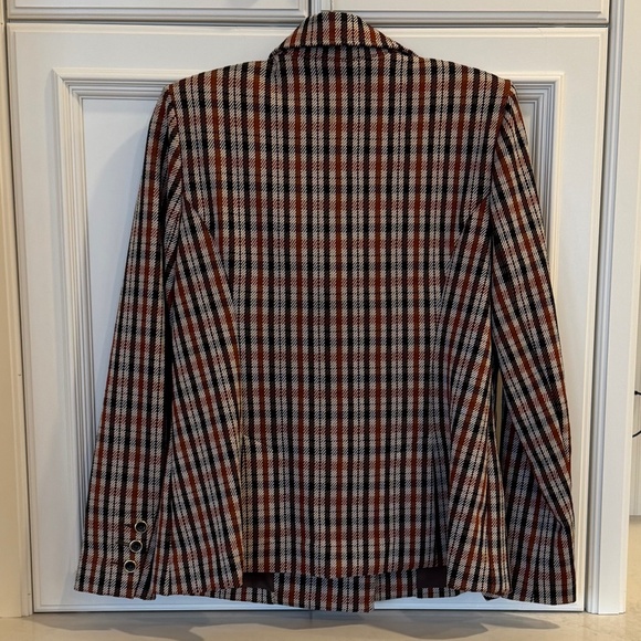 CAbi plaid double-breasted blazer jacket size M — rust / black / cream tones - Picture 3 of 6
